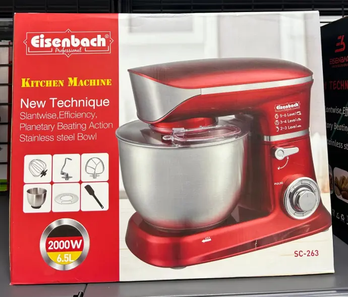 BATIDORA AMASADORA ROJA 6.5L